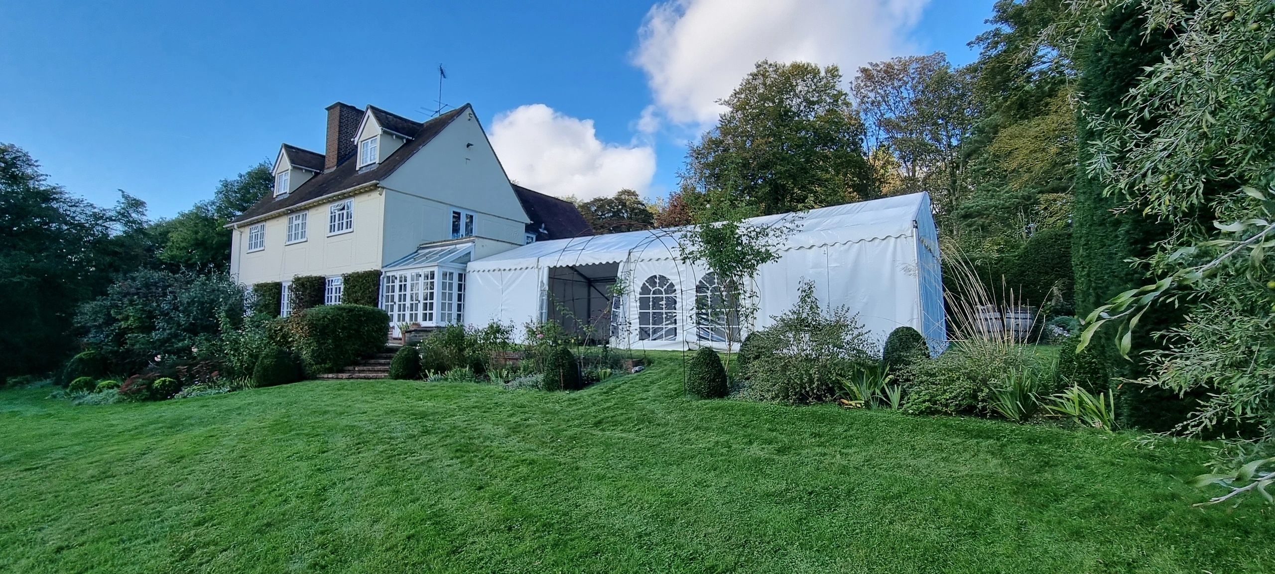 Marquee interior set for a wedding reception