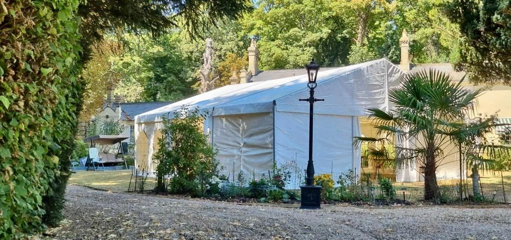 Marquee interior with elegant table settings